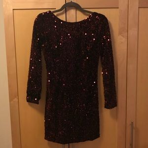 EUC Sequin Long Sleeve Red Dress XS